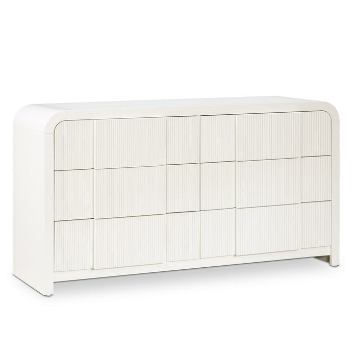 Meridian Furniture - Fluted Cream Solid Wood And Oak Veneer Dresser - 314Cream-D - GreatFurnitureDeal