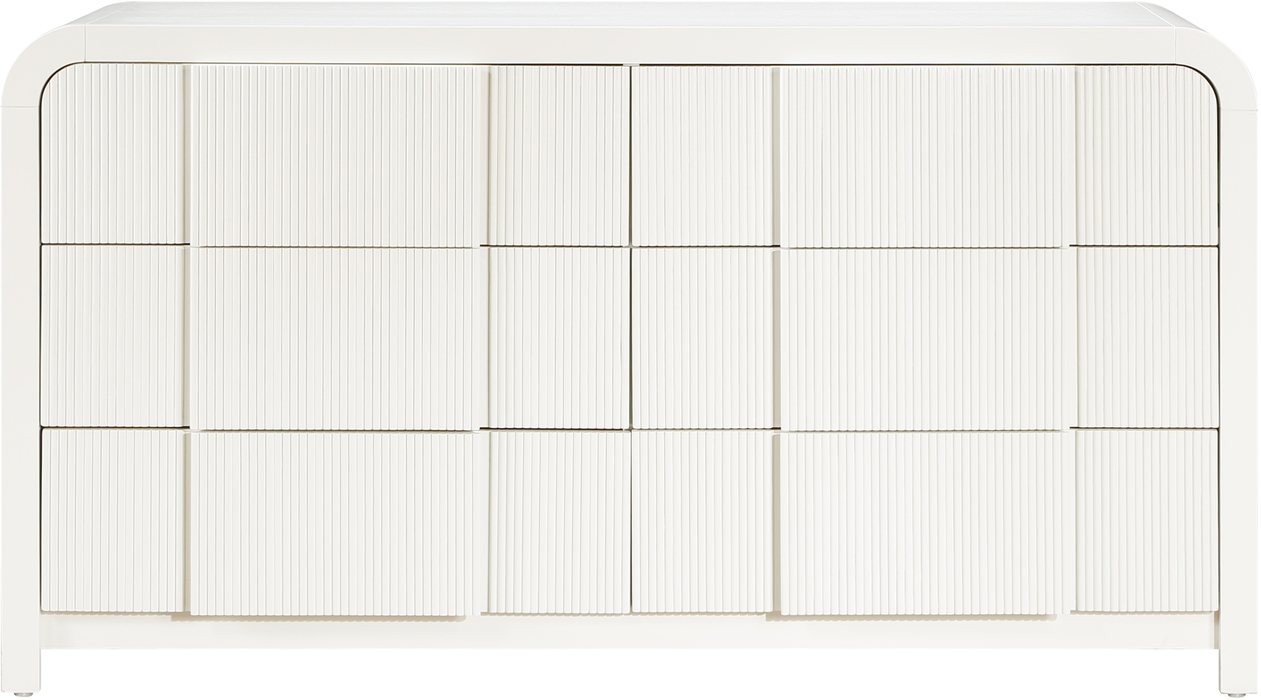 Meridian Furniture - Fluted Cream Solid Wood And Oak Veneer Dresser - 314Cream-D - GreatFurnitureDeal