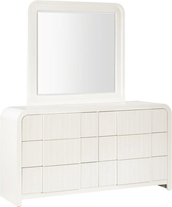 Meridian Furniture - Fluted Cream Solid Wood And Oak Veneer Dresser - 314Cream-D - GreatFurnitureDeal