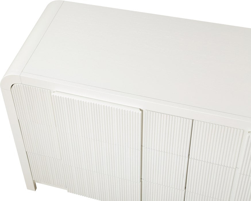 Meridian Furniture - Fluted Cream Solid Wood And Oak Veneer Dresser - 314Cream-D - GreatFurnitureDeal