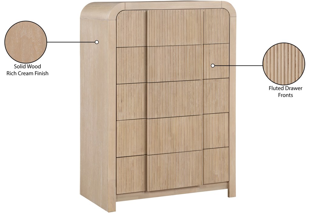 Meridian Furniture - Fluted Natural Solid Wood And Oak Veneer Chest - 314Natural-CH - GreatFurnitureDeal