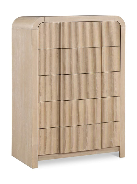 Meridian Furniture - Fluted Natural Solid Wood And Oak Veneer Chest - 314Natural-CH - GreatFurnitureDeal