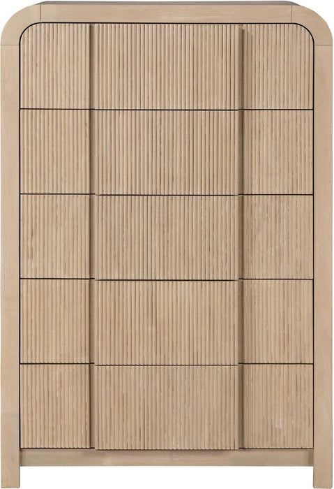 Meridian Furniture - Fluted Natural Solid Wood And Oak Veneer Chest - 314Natural-CH - GreatFurnitureDeal