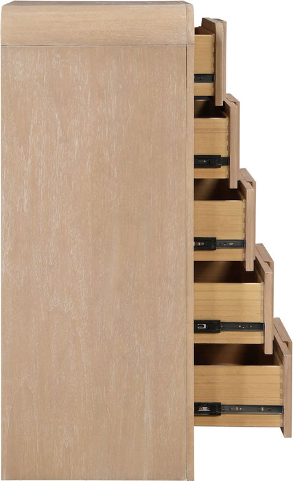 Meridian Furniture - Fluted Natural Solid Wood And Oak Veneer Chest - 314Natural-CH - GreatFurnitureDeal