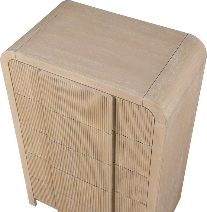 Meridian Furniture - Fluted Natural Solid Wood And Oak Veneer Chest - 314Natural-CH - GreatFurnitureDeal