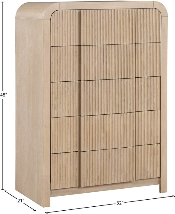 Meridian Furniture - Fluted Natural Solid Wood And Oak Veneer Chest - 314Natural-CH - GreatFurnitureDeal