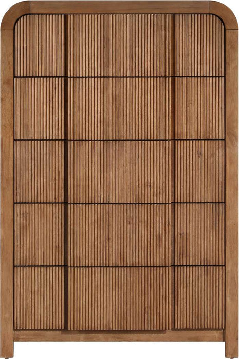 Meridian Furniture - Fluted Walnut Solid Wood And Oak Veneer Chest - 314Walnut-CH - GreatFurnitureDeal