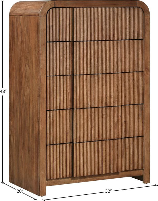 Meridian Furniture - Fluted Walnut Solid Wood And Oak Veneer Chest - 314Walnut-CH - GreatFurnitureDeal