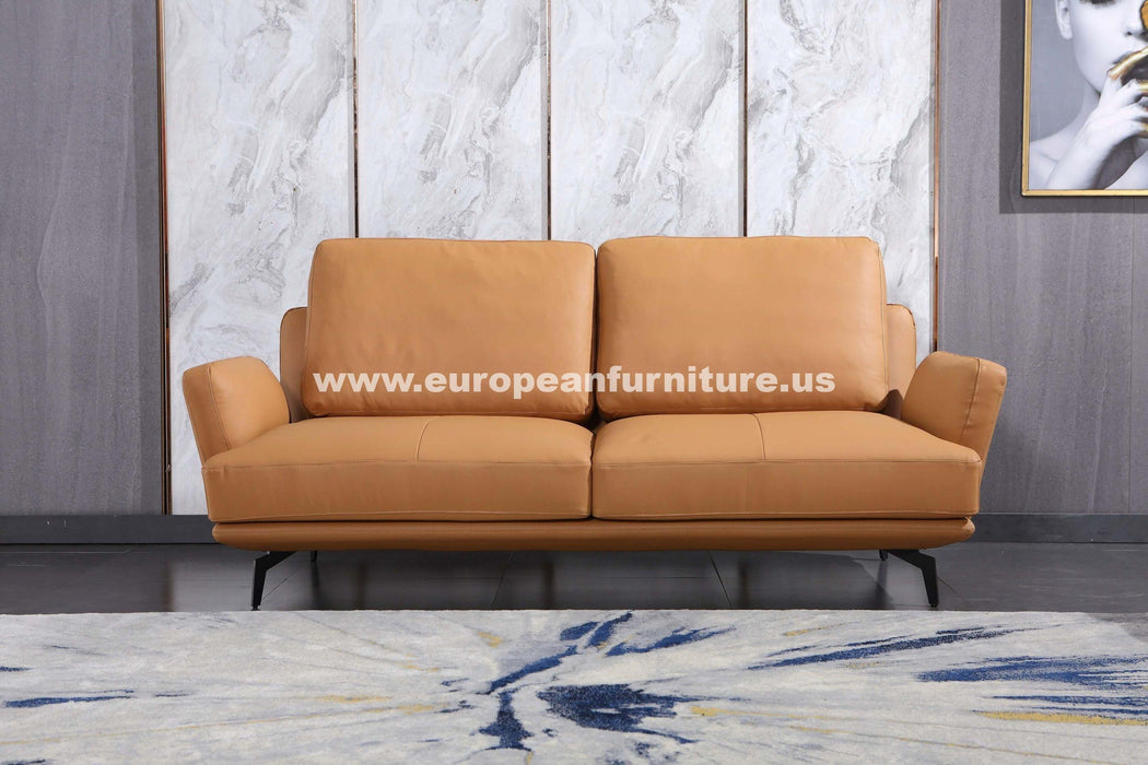 European Furniture - Tratto Sofa Cognac Italian Leather - EF-37457-S