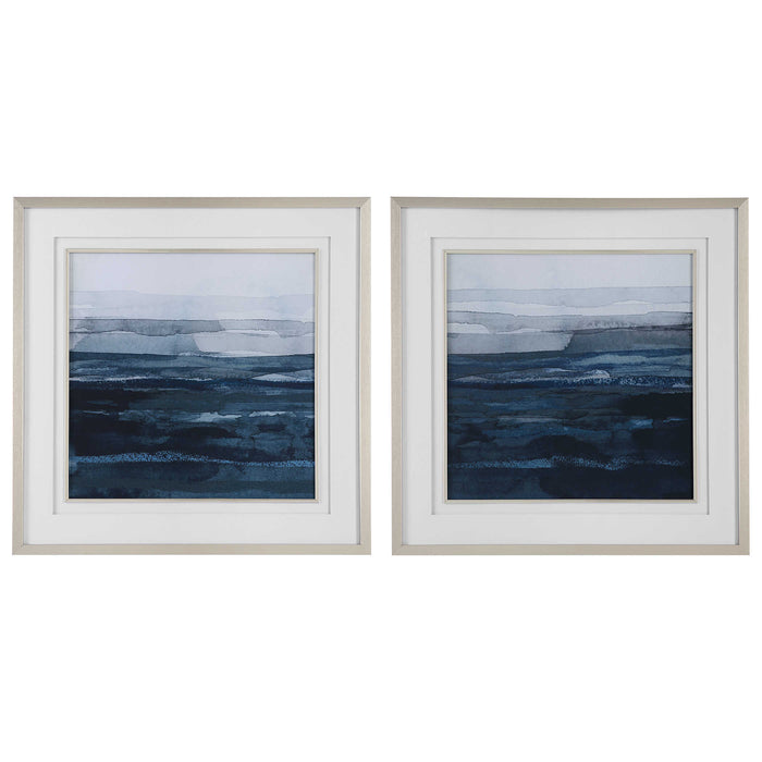Uttermost - Rising Blue Abstract Framed Prints, Set/2 - 32270 - GreatFurnitureDeal