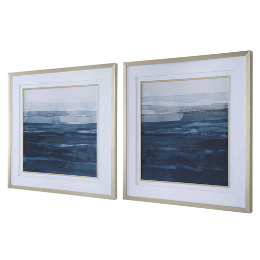 Uttermost - Rising Blue Abstract Framed Prints, Set/2 - 32270 - GreatFurnitureDeal