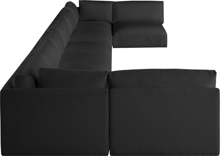 Meridian Furniture - Ease 228" Fabric Upholstered 8 Piece Modular Sectional - 696Black-Sec8B - GreatFurnitureDeal