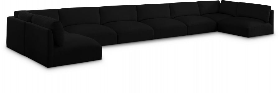 Meridian Furniture - Ease 228" Fabric Upholstered 8 Piece Modular Sectional - 696Black-Sec8B - GreatFurnitureDeal