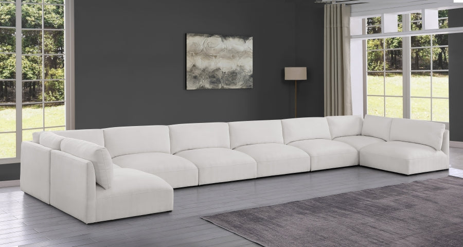 Meridian Furniture - Ease 228" Fabric Upholstered 8 Piece Modular Sectional - 696Cream-Sec8B - GreatFurnitureDeal