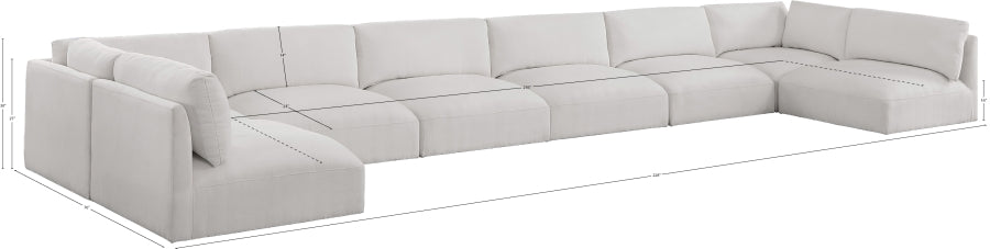 Meridian Furniture - Ease 228" Fabric Upholstered 8 Piece Modular Sectional - 696Cream-Sec8B - GreatFurnitureDeal