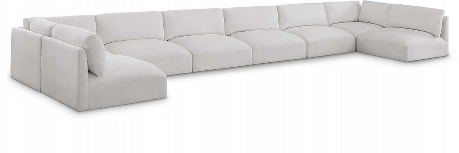 Meridian Furniture - Ease 228" Fabric Upholstered 8 Piece Modular Sectional - 696Cream-Sec8B - GreatFurnitureDeal