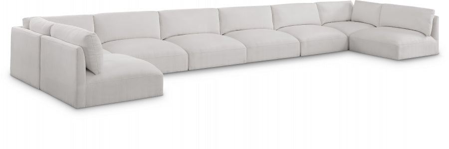 Meridian Furniture - Ease 228" Fabric Upholstered 8 Piece Modular Sectional - 696Cream-Sec8B - GreatFurnitureDeal