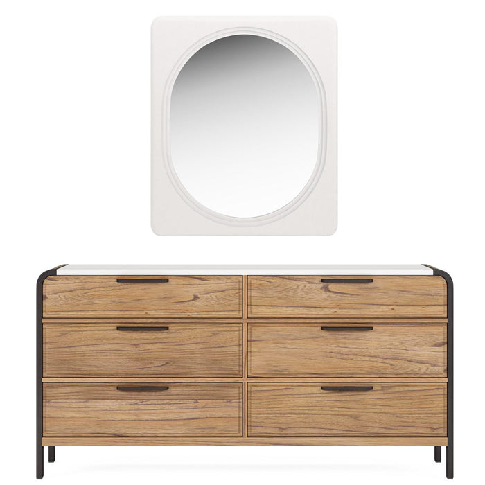 ART Furniture - Portico Metal Leg Dresser with Mirror in Sienna, White Plaster - 323131-120-3351 - GreatFurnitureDeal