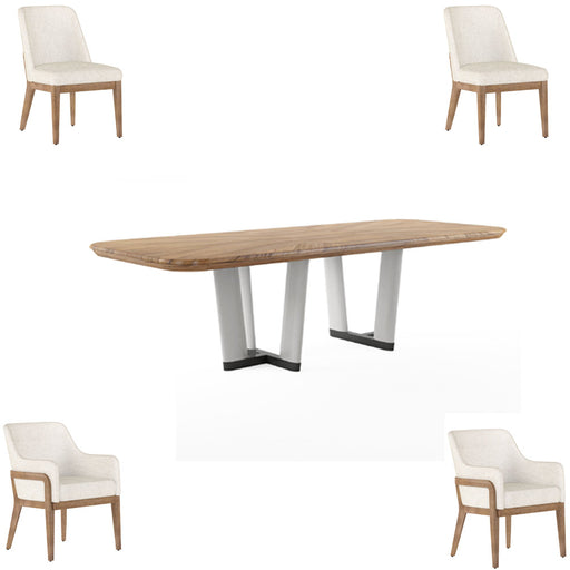 ART Furniture - Portico 5 Piece Rectangular Dining Table Set in Sienna, White Plaster - 323221-3351-5SET - GreatFurnitureDeal