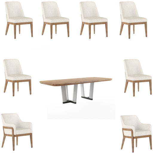 ART Furniture - Portico 9 Piece Rectangular Dining Table Set in Sienna, White Plaster - 323221-3351-9SET - GreatFurnitureDeal