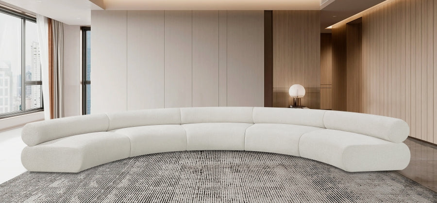 Meridian Furniture - Bale 202" Chenille Fabric Upholstered 5 Piece Modular Sectional - 114Cream-S5A - GreatFurnitureDeal
