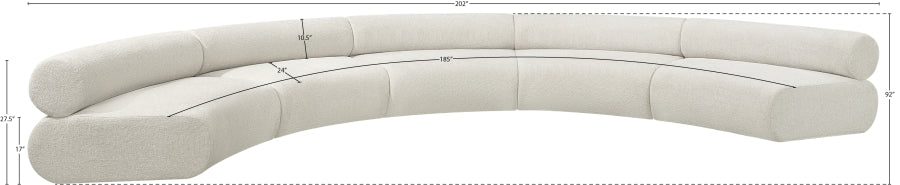 Meridian Furniture - Bale 202" Chenille Fabric Upholstered 5 Piece Modular Sectional - 114Cream-S5A - GreatFurnitureDeal