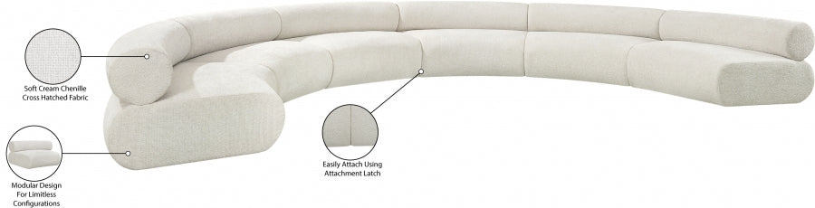 Meridian Furniture - Bale 202" Chenille Fabric Upholstered 6 Piece Modular Sectional - 114Cream-S6A - GreatFurnitureDeal