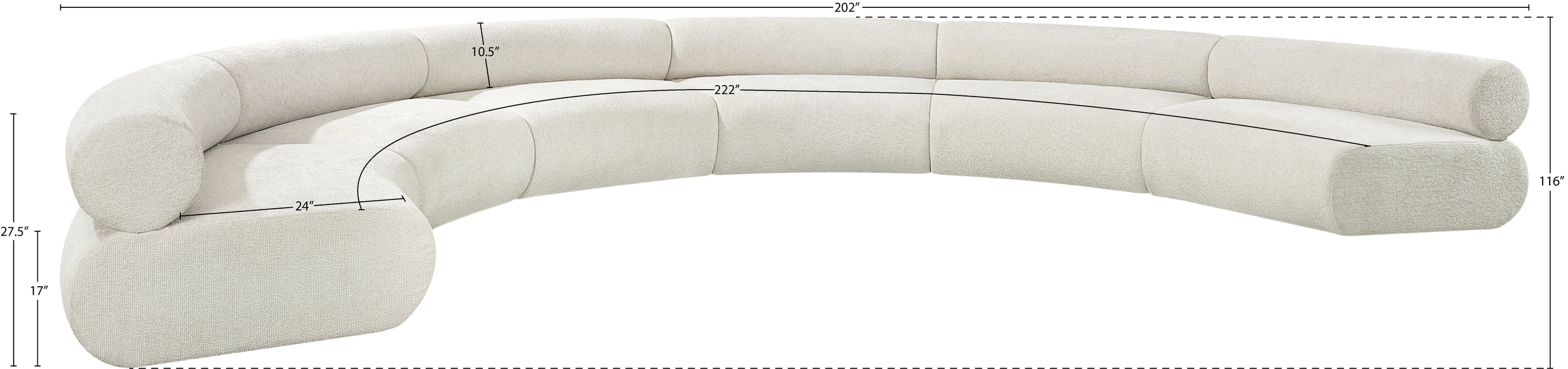 Meridian Furniture - Bale 202" Chenille Fabric Upholstered 6 Piece Modular Sectional - 114Cream-S6A - GreatFurnitureDeal
