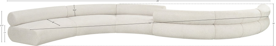 Meridian Furniture - Bale 280" Chenille Fabric Upholstered 6 Piece Modular Sectional - 114Cream-S6B - GreatFurnitureDeal