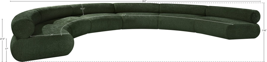 Meridian Furniture - Bale 202" Chenille Fabric Upholstered 6 Piece Modular Sectional - 114Green-S6A - GreatFurnitureDeal