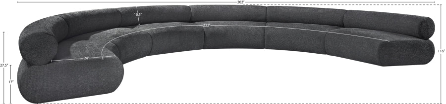 Meridian Furniture - Bale 202" Chenille Fabric Upholstered 6 Piece Modular Sectional - 114Grey-S6A - GreatFurnitureDeal