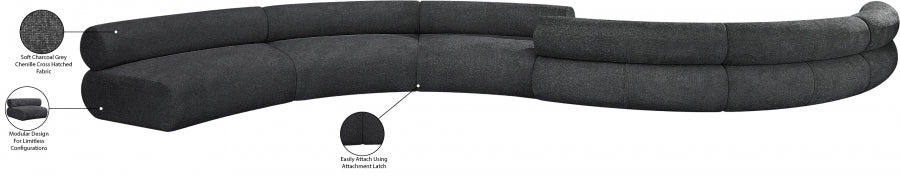 Meridian Furniture - Bale 280" Chenille Fabric Upholstered 6 Piece Modular Sectional - 114Grey-S6B - GreatFurnitureDeal