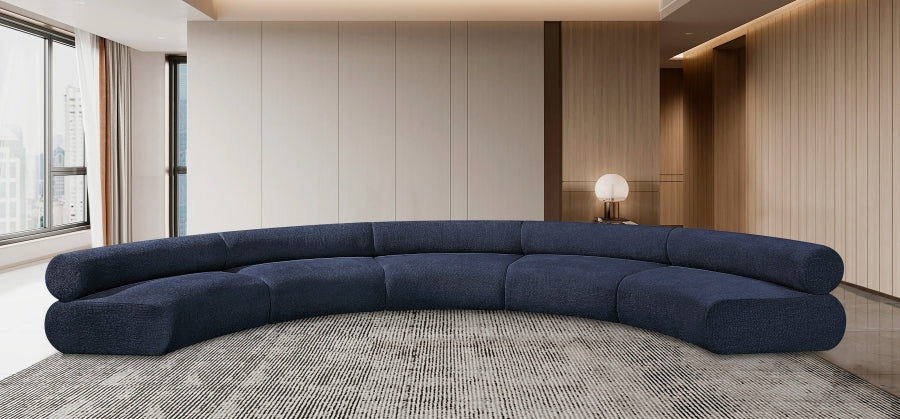 Meridian Furniture - Bale 202" Chenille Fabric Upholstered 5 Piece Modular Sectional - 114Navy-S5A - GreatFurnitureDeal