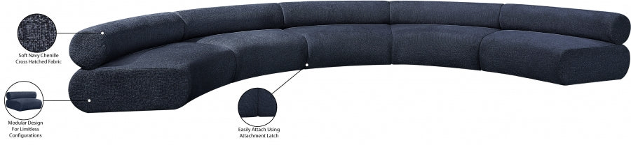 Meridian Furniture - Bale 202" Chenille Fabric Upholstered 5 Piece Modular Sectional - 114Navy-S5A - GreatFurnitureDeal