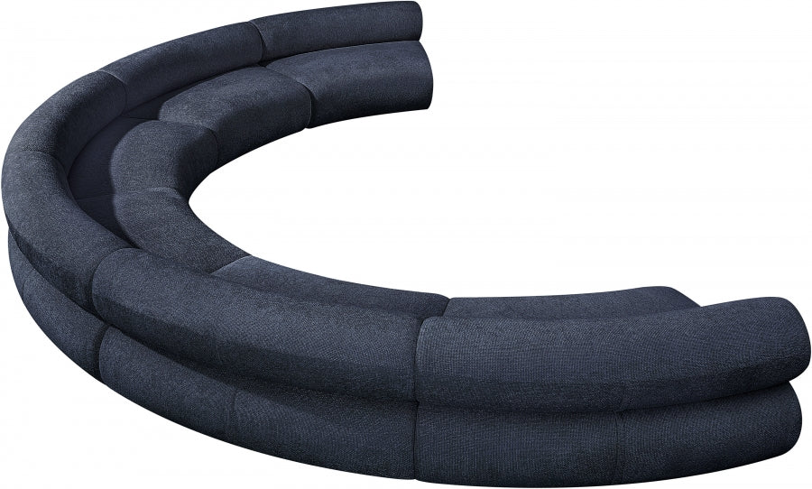 Meridian Furniture - Bale 202" Chenille Fabric Upholstered 6 Piece Modular Sectional - 114Navy-S6A - GreatFurnitureDeal