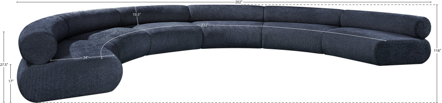 Meridian Furniture - Bale 202" Chenille Fabric Upholstered 6 Piece Modular Sectional - 114Navy-S6A - GreatFurnitureDeal