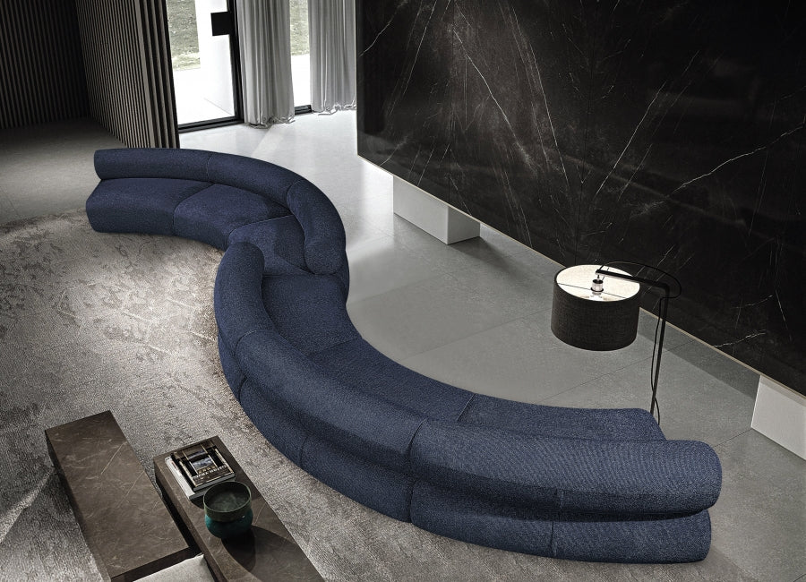 Meridian Furniture - Bale 280" Chenille Fabric Upholstered 6 Piece Modular Sectional - 114Navy-S6B - GreatFurnitureDeal