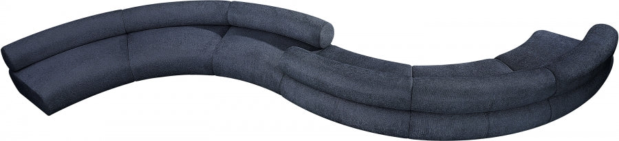 Meridian Furniture - Bale 280" Chenille Fabric Upholstered 6 Piece Modular Sectional - 114Navy-S6B - GreatFurnitureDeal