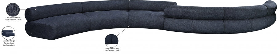 Meridian Furniture - Bale 280" Chenille Fabric Upholstered 6 Piece Modular Sectional - 114Navy-S6B - GreatFurnitureDeal