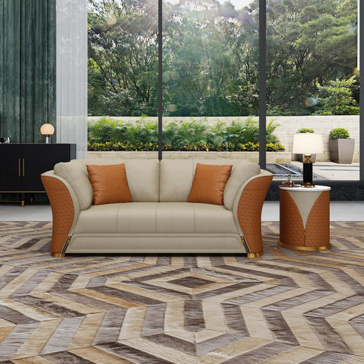 European Furniture - Vogue 3 Piece Sofa Set Beige-Cognac Italian Leather - EF-27992 - GreatFurnitureDeal