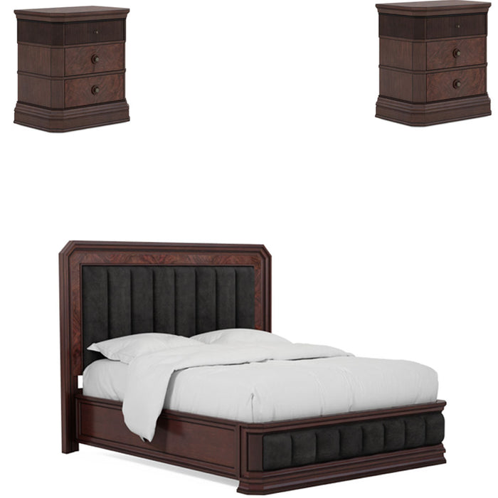 ART Furniture - Revival 3 Piece California King Upholstered Bedroom Set in Napa Mahogany - 328127-1730-3SET - GreatFurnitureDeal