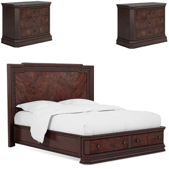 ART Furniture - Revival 3 Piece California King Panel Storage Bedroom Set in Napa Mahogany - 328137-158-1730-3SET - GreatFurnitureDeal