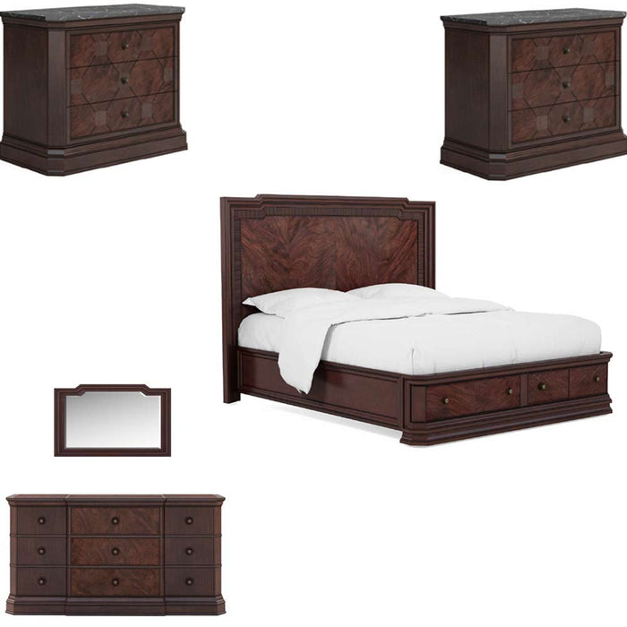 ART Furniture - Revival 3 Piece Queen Panel Storage Bedroom Set in Napa Mahogany - 328135-158-1730-3SET - GreatFurnitureDeal