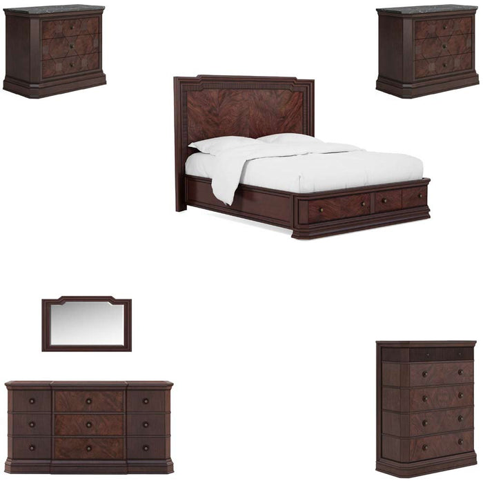 ART Furniture - Revival 6 Piece California King Panel Storage Bedroom Set in Napa Mahogany - 328137-158-1730-6SET - GreatFurnitureDeal