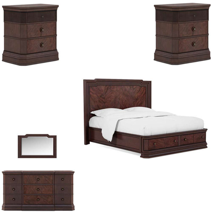 ART Furniture - Revival 5 Piece Eastern King Panel Storage Bedroom Set in Napa Mahogany - 328136-1730-5SET - GreatFurnitureDeal