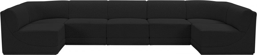 Meridian Furniture - Ollie 158" Boucle Fabric Upholstered 7 Piece Modular Sectional - 118Black-Sec7A - GreatFurnitureDeal