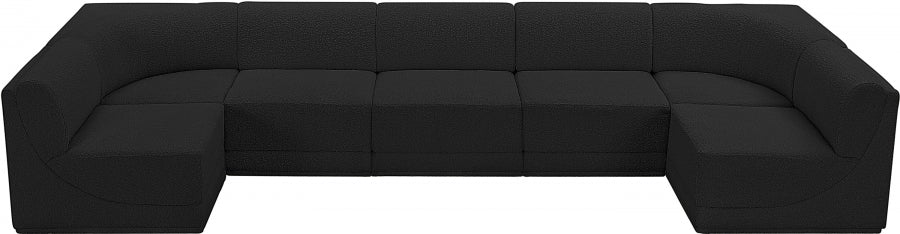 Meridian Furniture - Ollie 158" Boucle Fabric Upholstered 7 Piece Modular Sectional - 118Black-Sec7A - GreatFurnitureDeal
