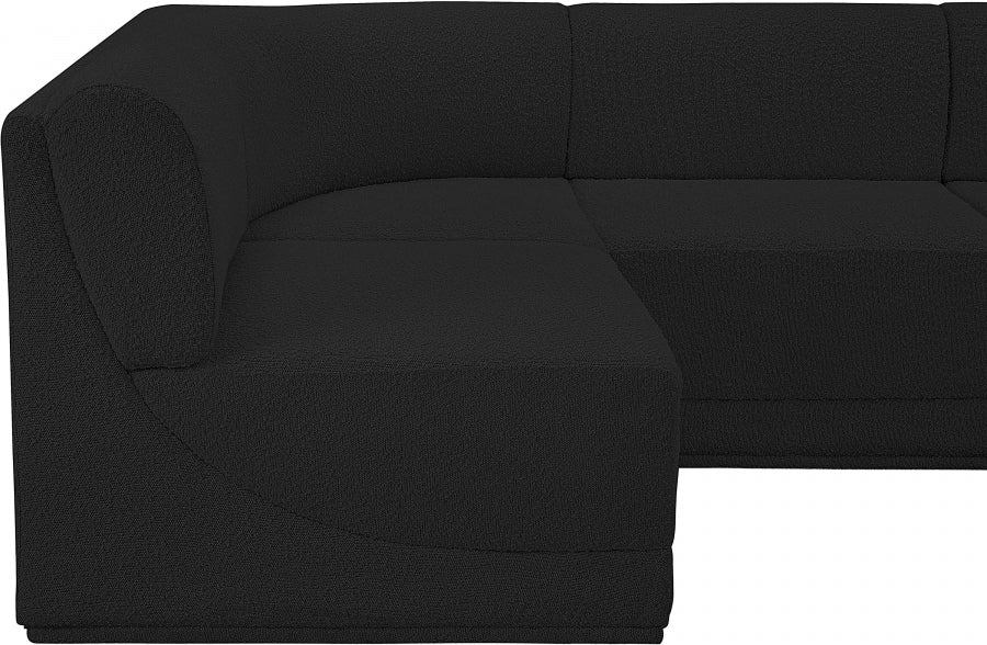 Meridian Furniture - Ollie 158" Boucle Fabric Upholstered 7 Piece Modular Sectional - 118Black-Sec7A - GreatFurnitureDeal