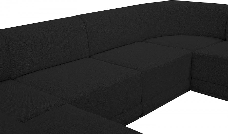 Meridian Furniture - Ollie 158" Boucle Fabric Upholstered 7 Piece Modular Sectional - 118Black-Sec7A - GreatFurnitureDeal