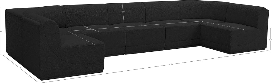 Meridian Furniture - Ollie 158" Boucle Fabric Upholstered 7 Piece Modular Sectional - 118Black-Sec7A - GreatFurnitureDeal